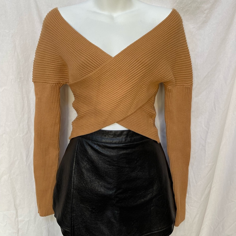 Ribbed off shoulder sweater Top